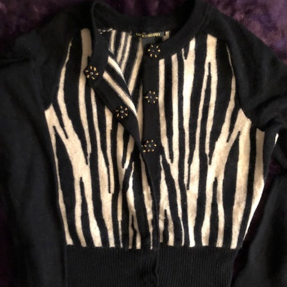 Lucky Brand Zebra Retro/Rockabilly Style Sweater